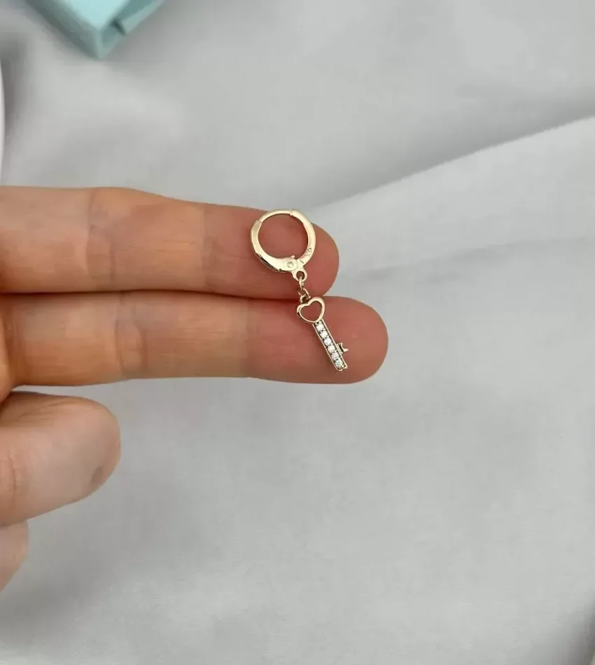 Taşlı Anahtar Zarif VİP Küpe