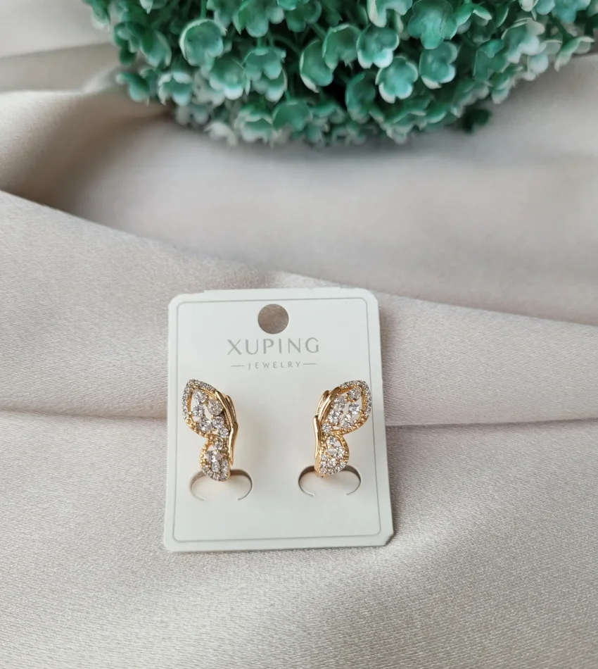 XP Taşlı Kelebekli Küpe (Bakır Renk)