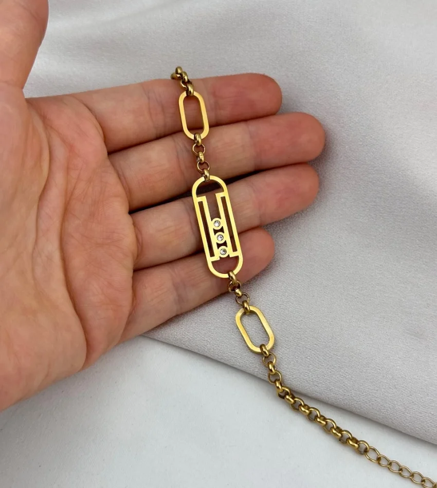 Taşlı Marka Model Zincir Bileklik