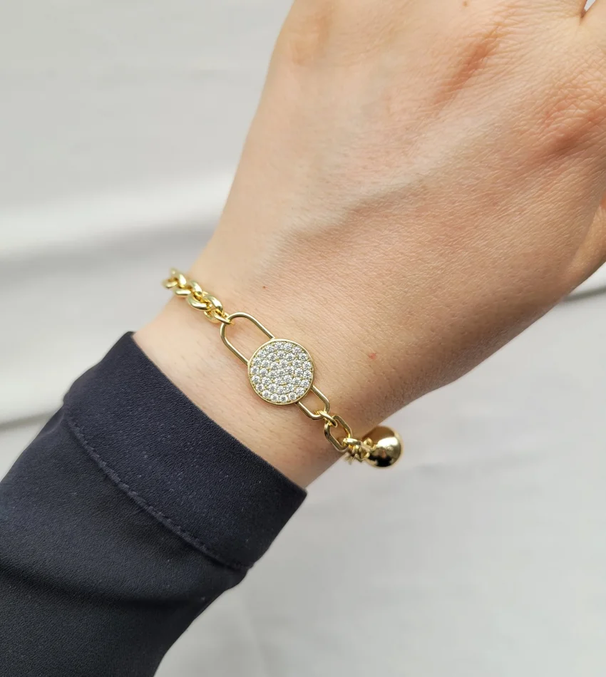 Topçuk Sallantılı Taşlı Vip Bileklik