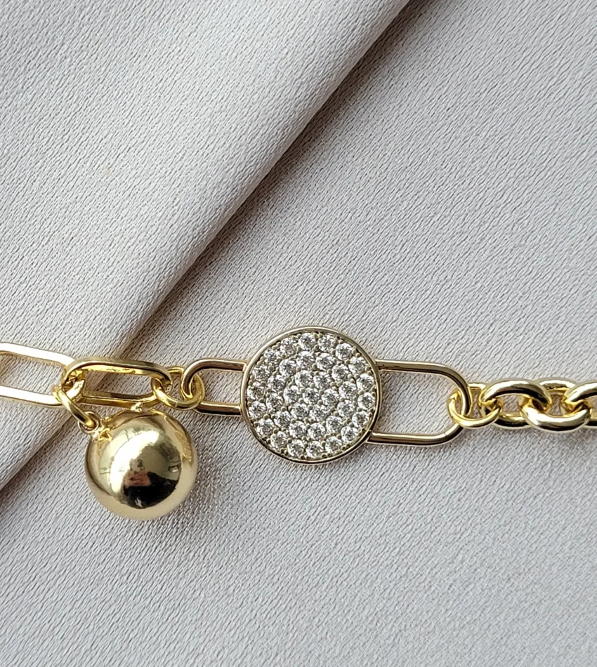 Topçuk Sallantılı Taşlı Vip Bileklik