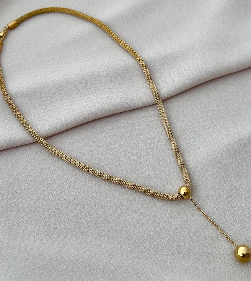 Topçuklu Hasır Kolye