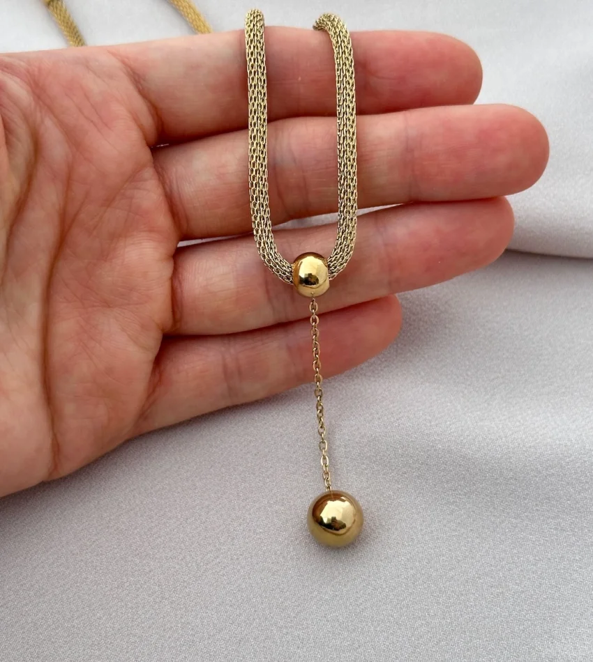 Topçuklu Hasır Kolye