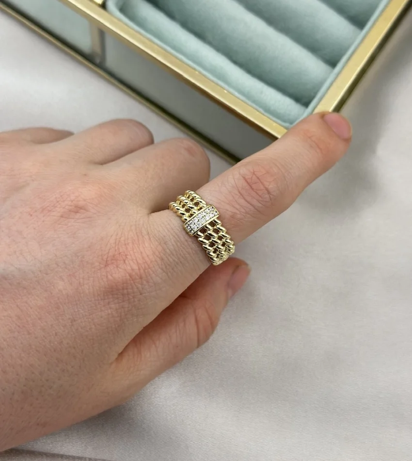 Üç sıra Taşlı Burgu XP Yüzük