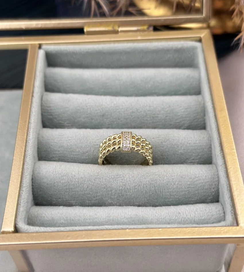 Üç sıra Taşlı Burgu XP Yüzük