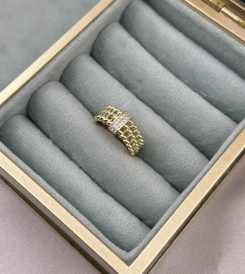 Üç sıra Taşlı Burgu XP Yüzük