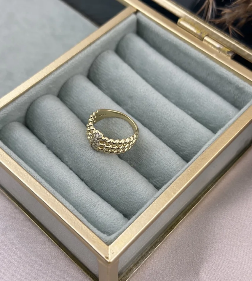 Üç sıra Taşlı Burgu XP Yüzük