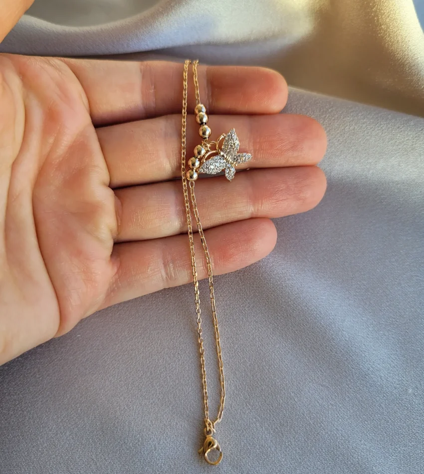 XP Taşlı İkili Kelebek Bileklik (Bakır Renk)