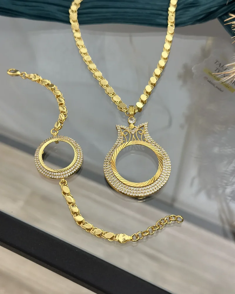 22 Ayar Tam Altınlık Kolye-Yarımlık Bileklik Kombini