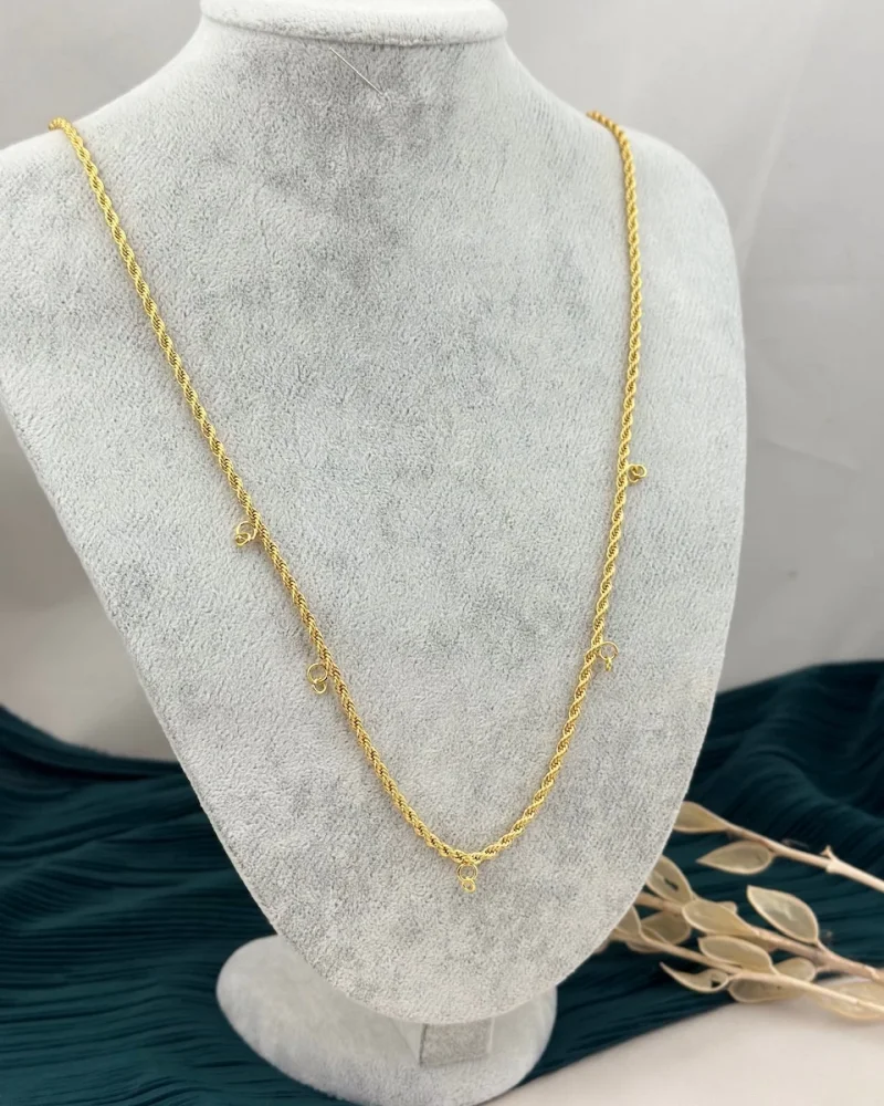22 Ayar Beşi Bir Yerde Kulplu Sade Zincir (60 cm)