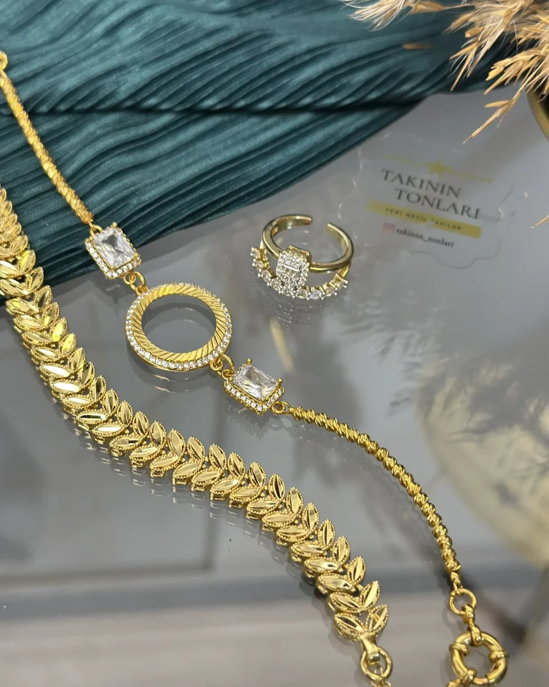 22 Ayar Baget-Başak Bileklik ve Yüzük Kombini