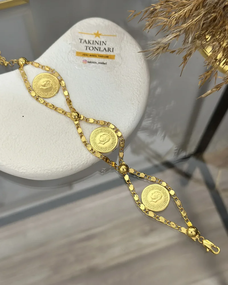 22 Ayar Üçlü Çeyrekli Arpa Bileklik (19+5 cm uzatma)