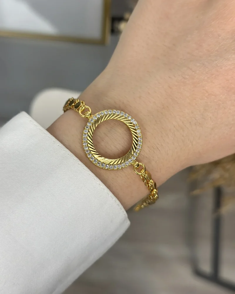 22 Ayar Tek Sıra Taşlı Çeyreklik Arpa Bileklik