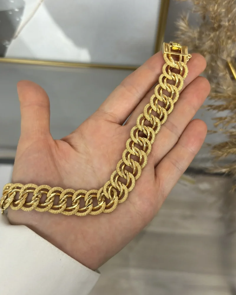 22 Ayar Çift Sıra Kumlu Geçişli Samanyolu Bileklik (19 cm)