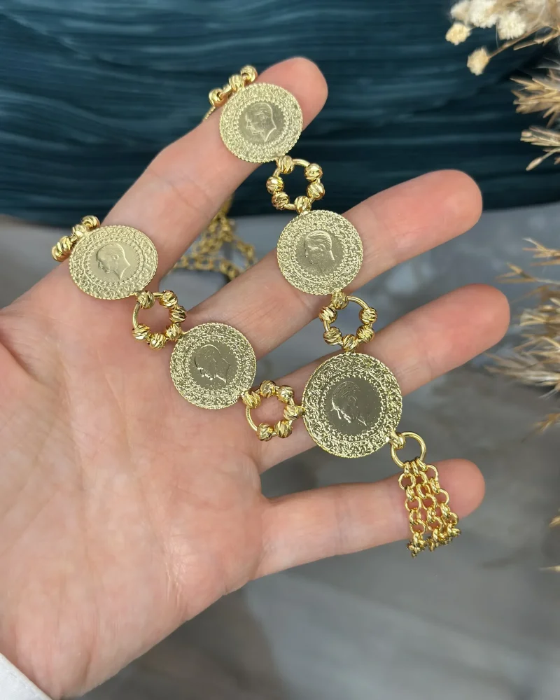 22 Ayar Dorikalı 6 Çeyrek-1 Yarım Altınlı Kolye