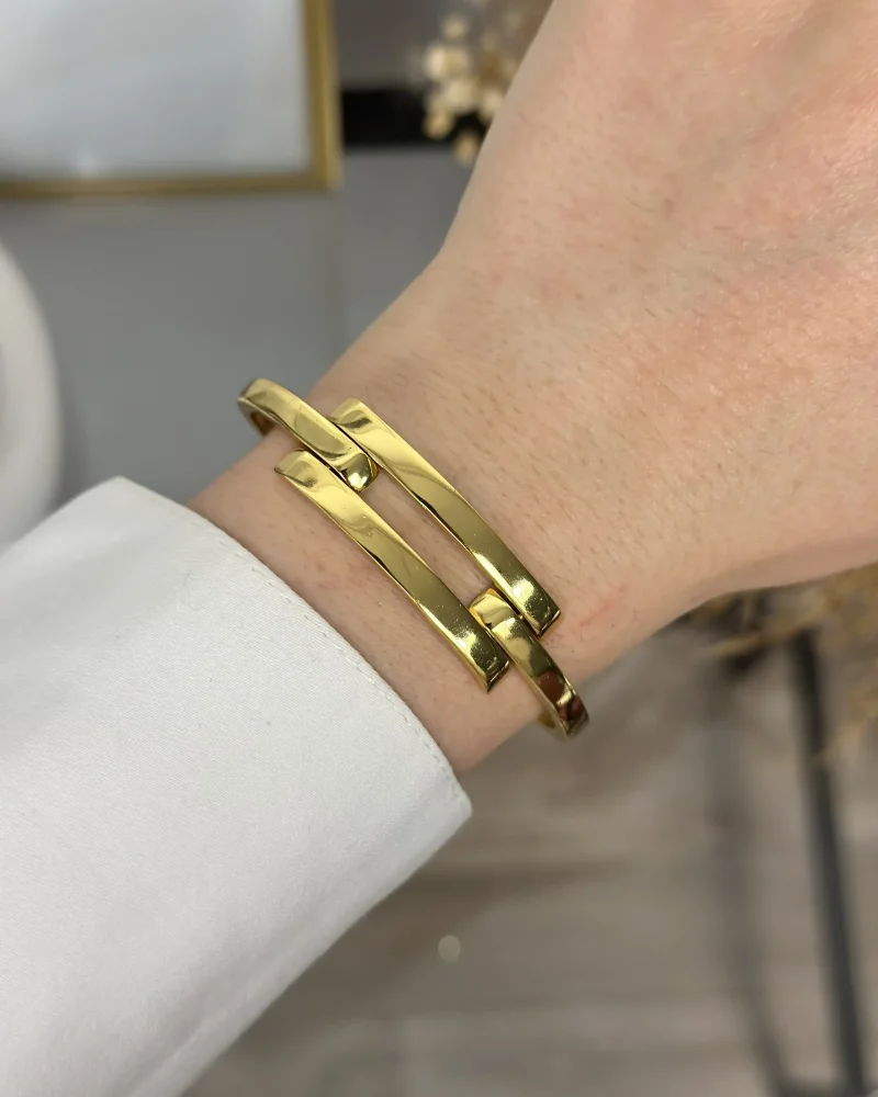 22 Ayar Düz Parlak Kaburga Kelepçe (19 cm)