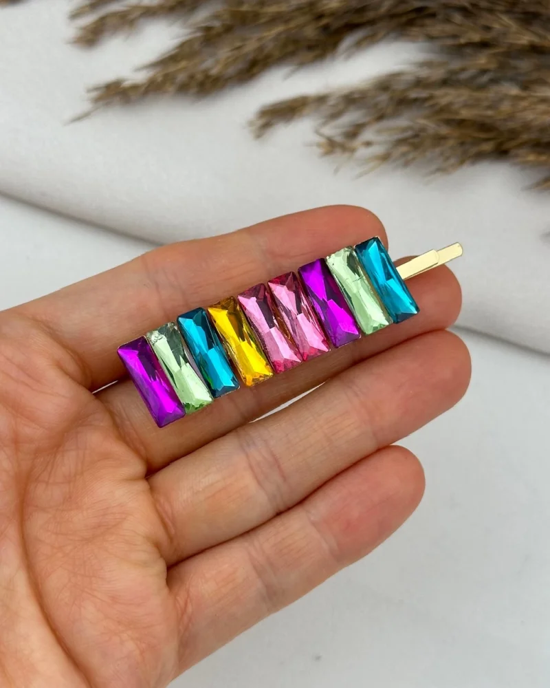 Renkli Sıra Baget Taşlı Toka