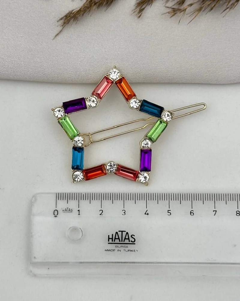 Renkli Baget Taşlı Yıldız Toka