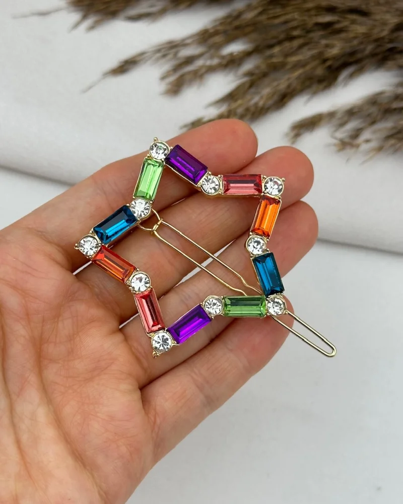 Renkli Baget Taşlı Yıldız Toka