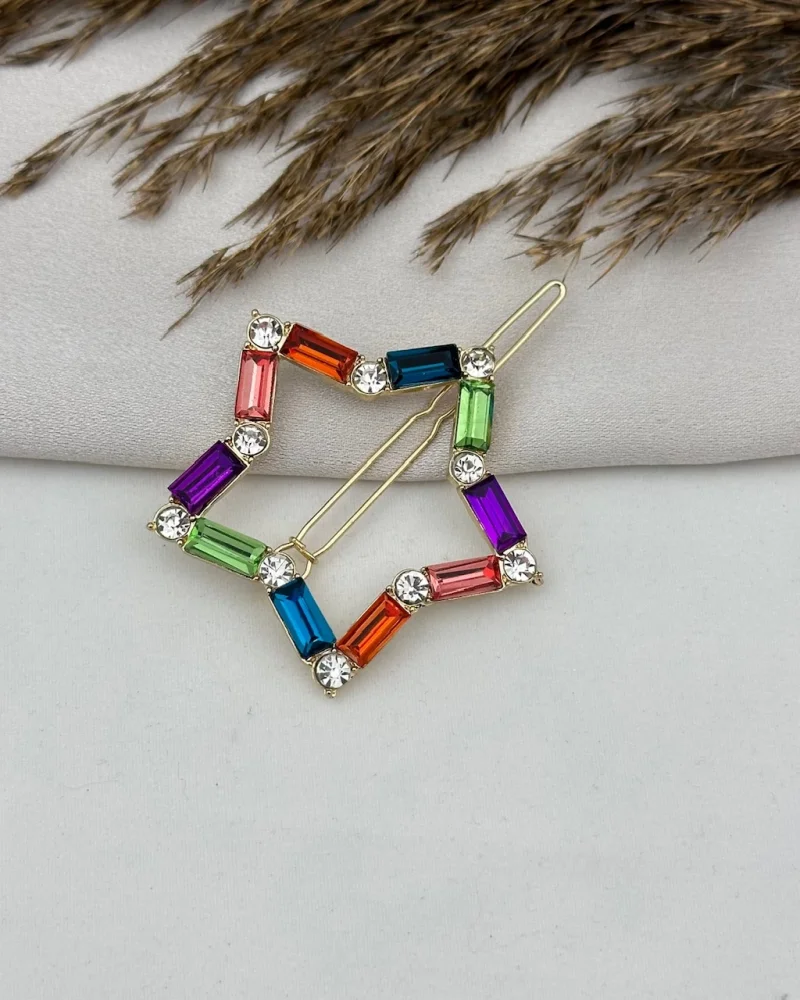 Renkli Baget Taşlı Yıldız Toka