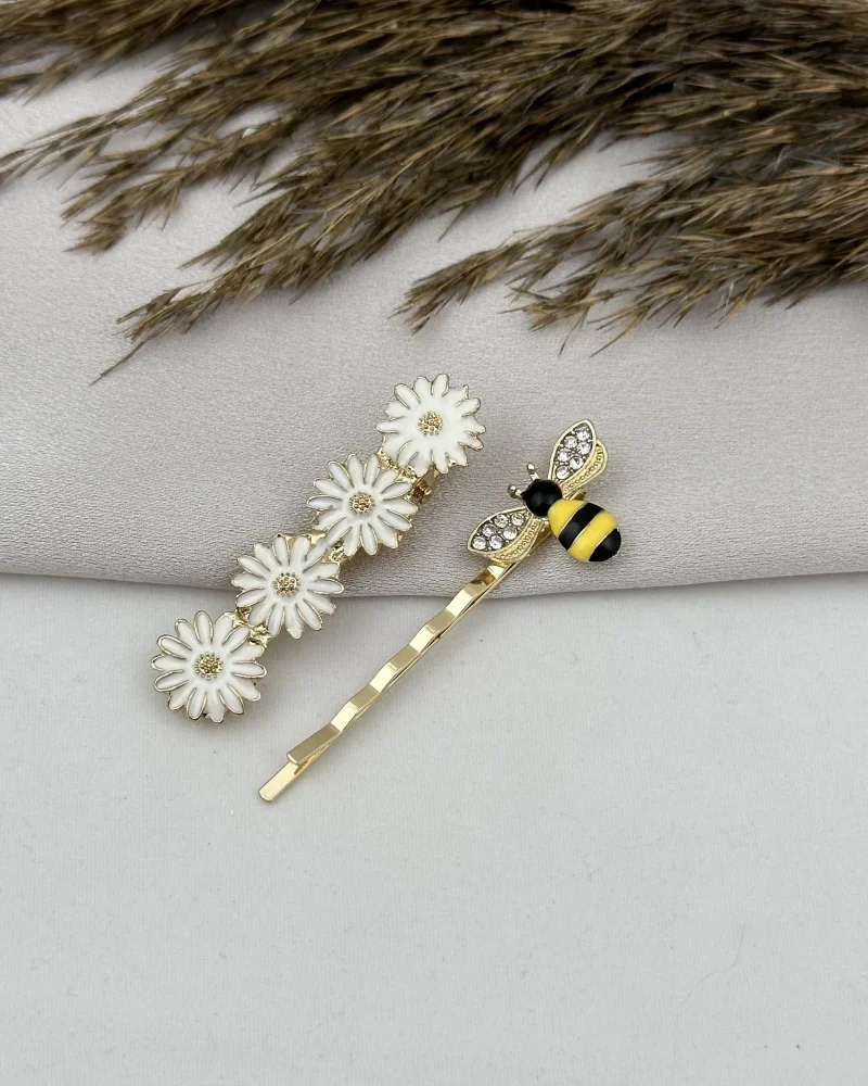 İkili Papatya-Arı Kombin Toka