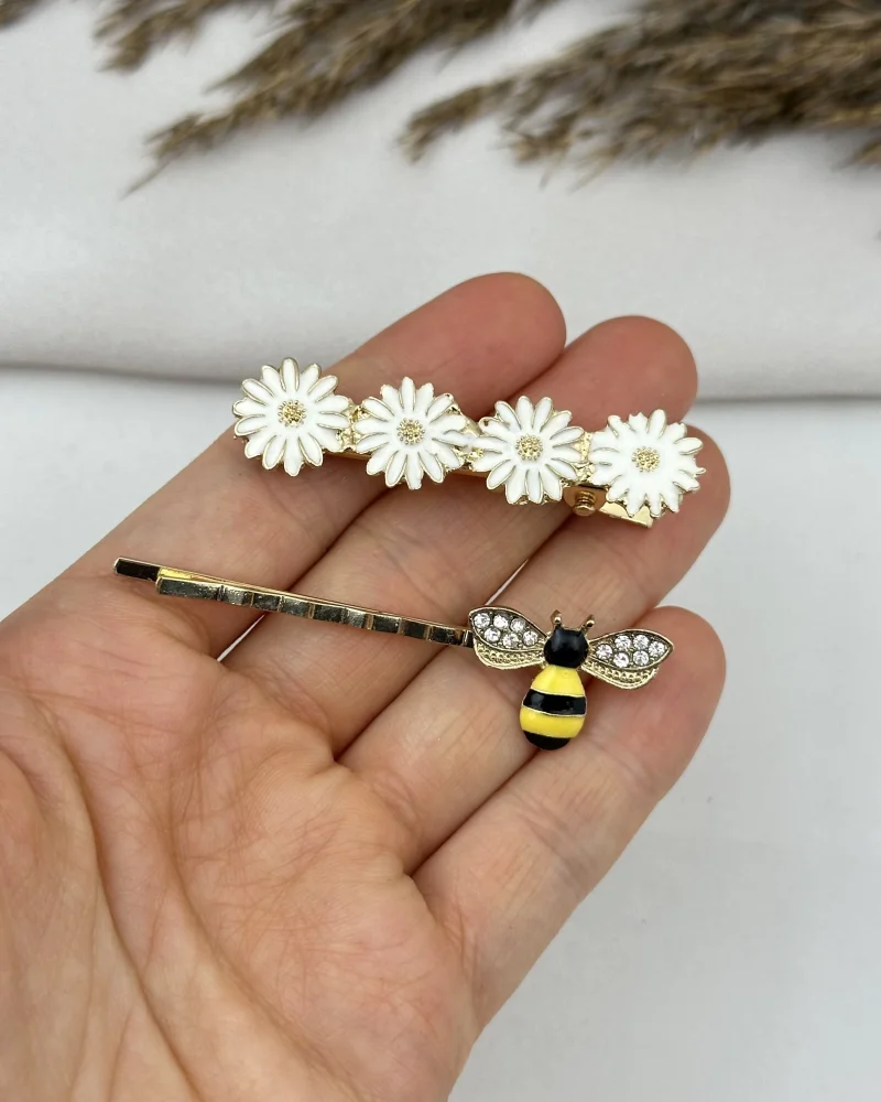 İkili Papatya-Arı Kombin Toka