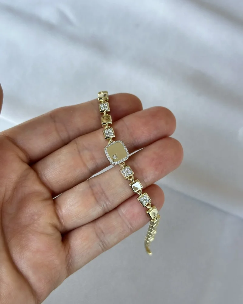 Taşlı Kare Model VIP Bileklik