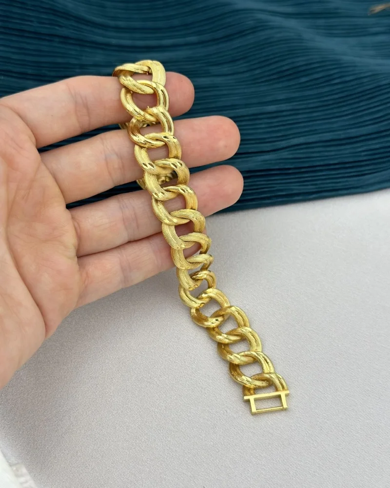 22 Ayar Çizgi Dokulu Samanyolu Bileklik (19 cm)