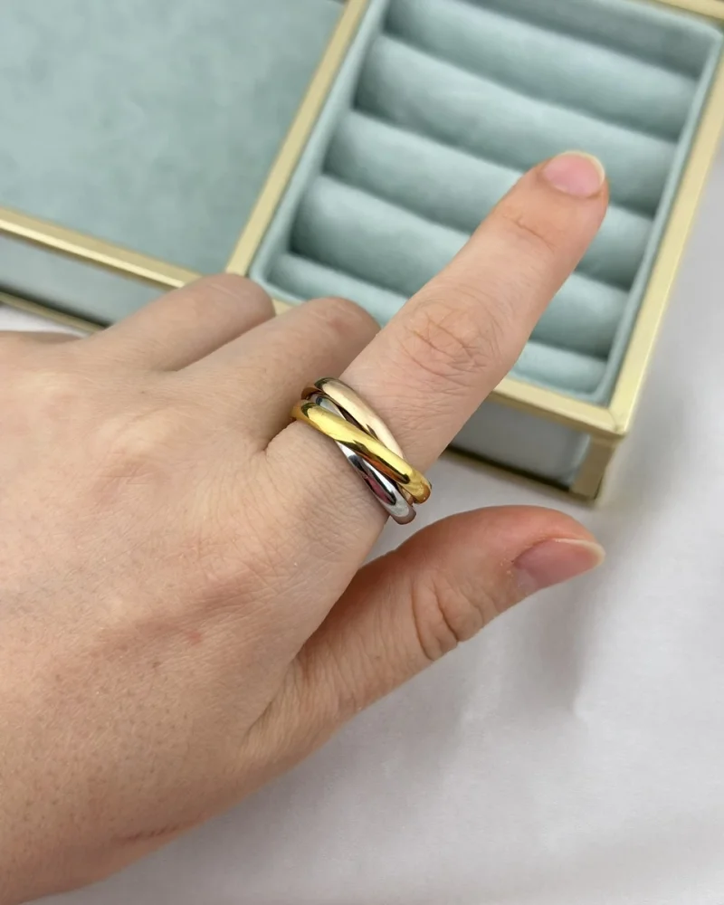 Üç Renk Geçişli Çelik Yüzük