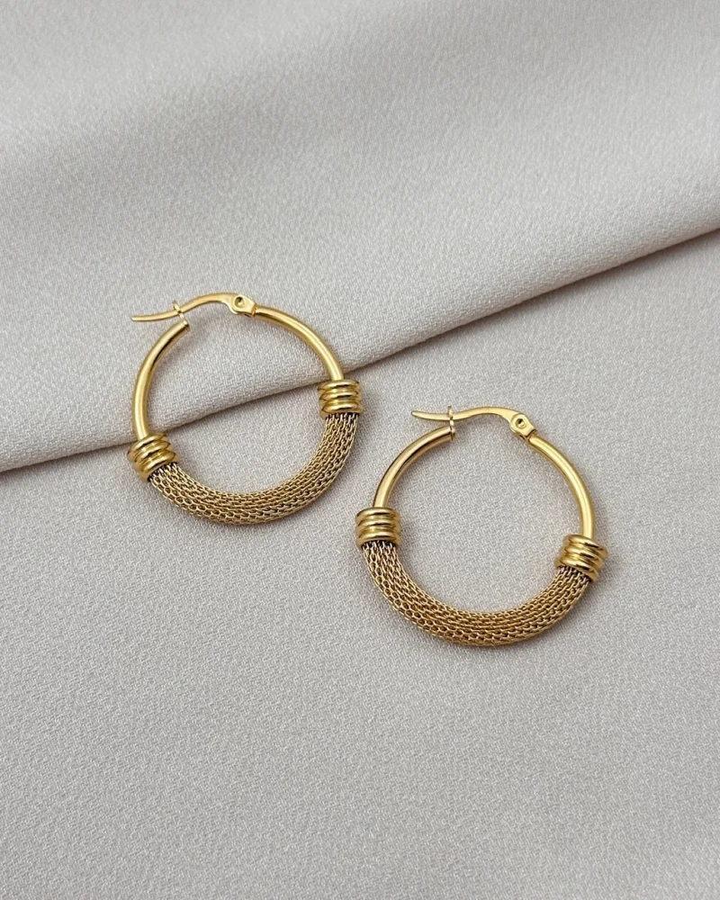 Hasır Detaylı Halka Küpe