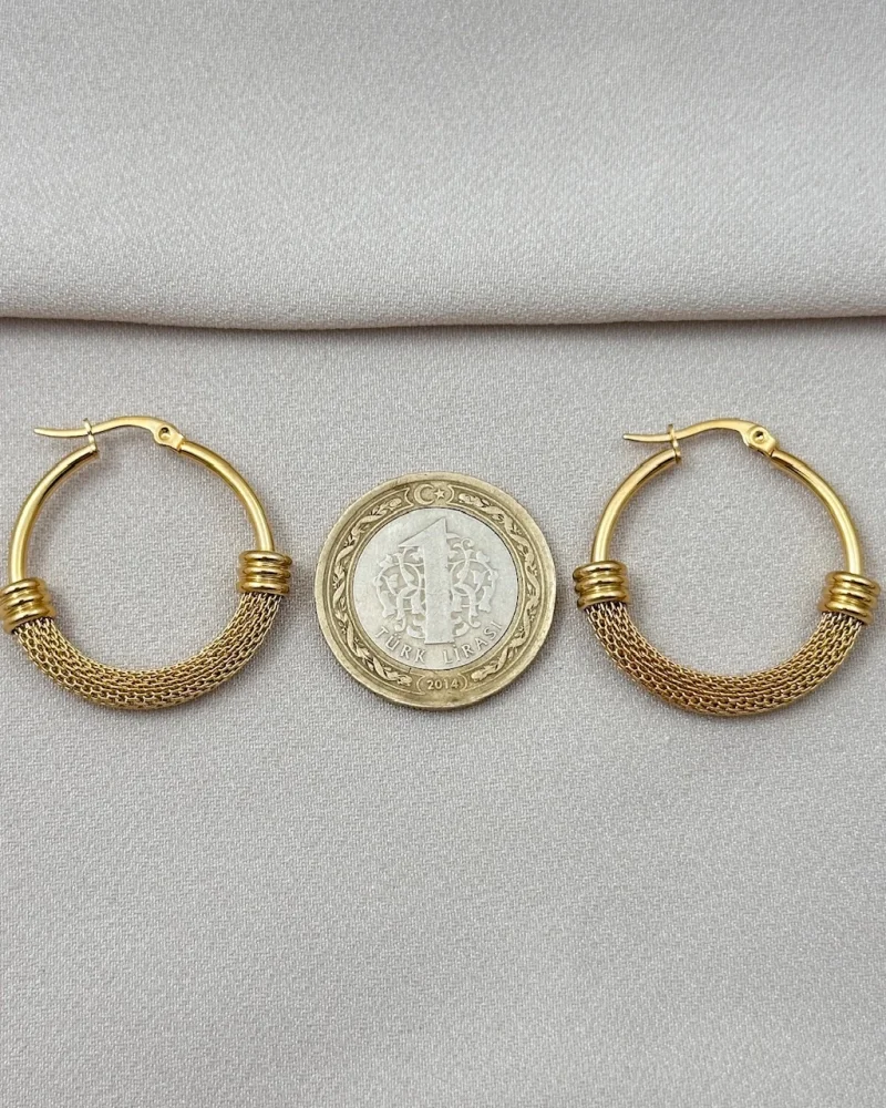 Hasır Detaylı Halka Küpe