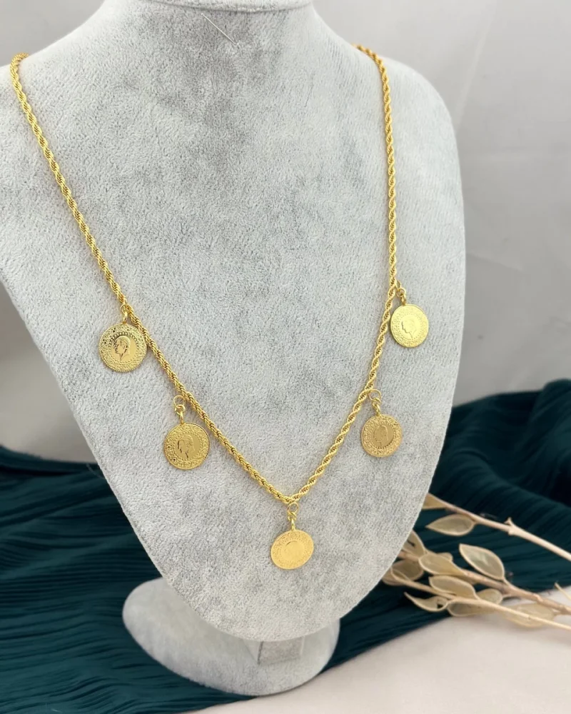 22 Ayar Beşi Bir Yerde Çeyrekli Kulplu Kolye (60 cm)