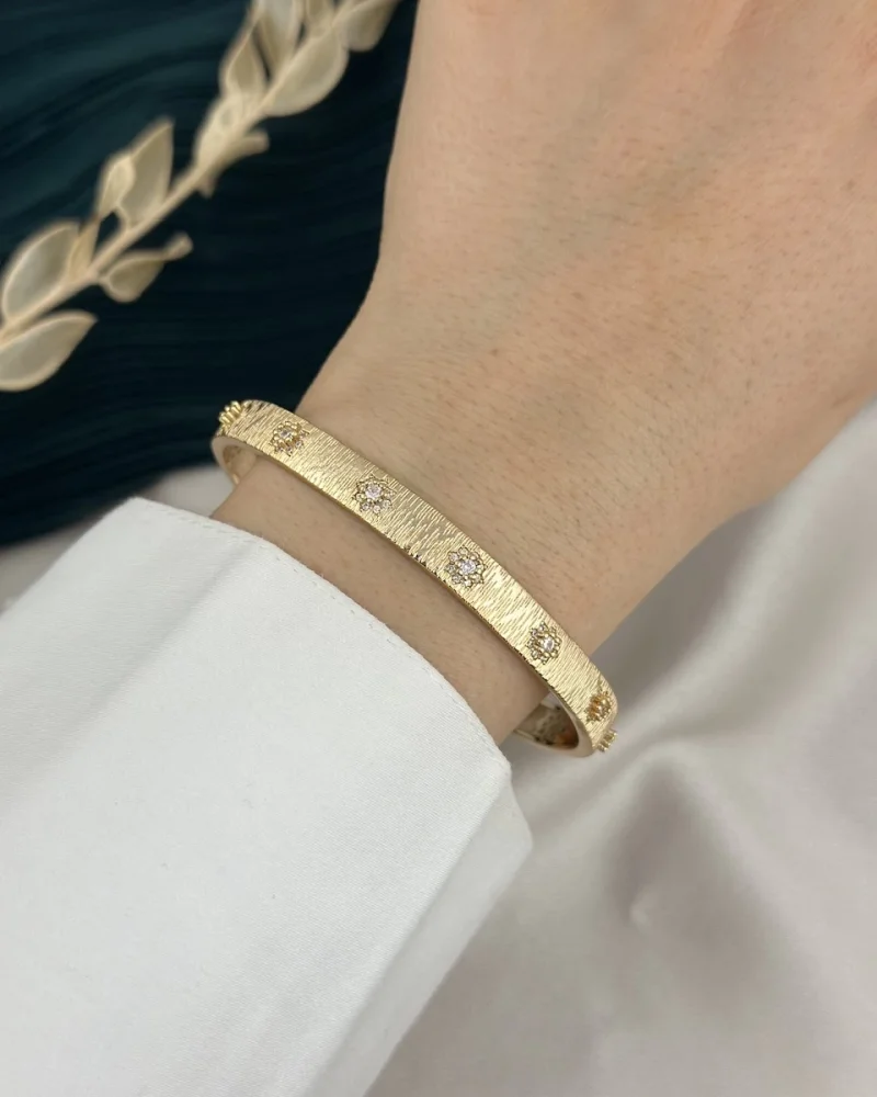 İthal Seri Bakır Tonda Taşlı Tasarım Kelepçe