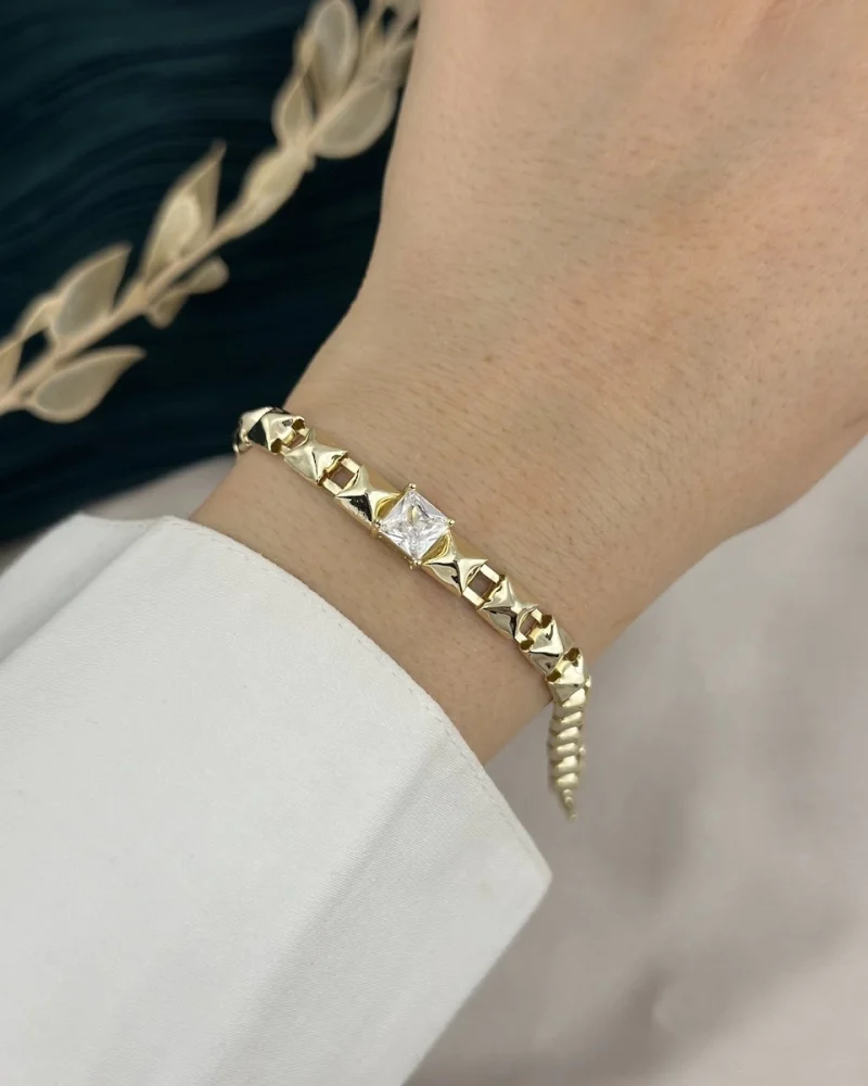İthal Seri Taşlı Modern Gold Bileklik