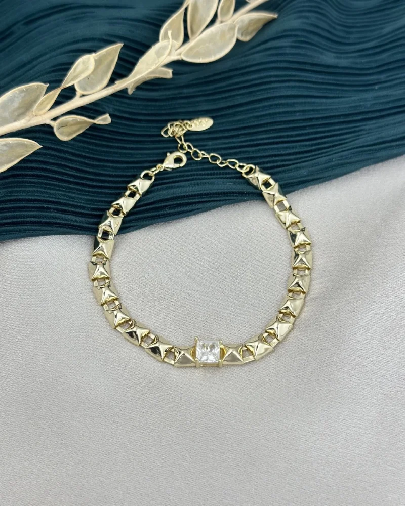 İthal Seri Taşlı Modern Gold Bileklik
