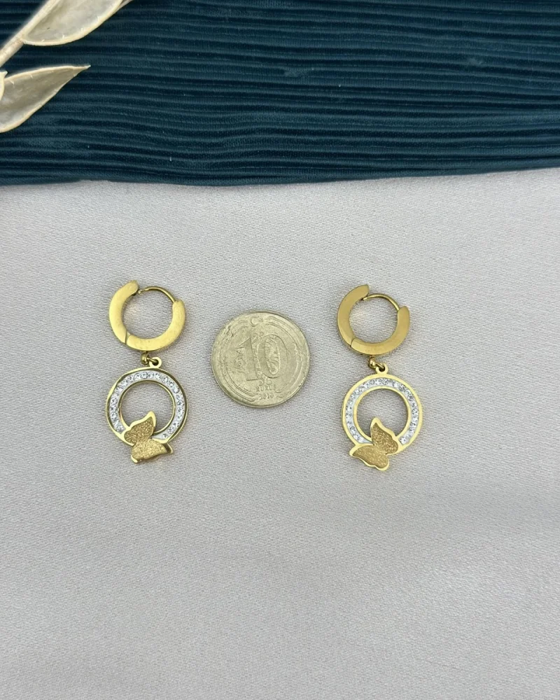 Taşlı Kelebekli Küpe