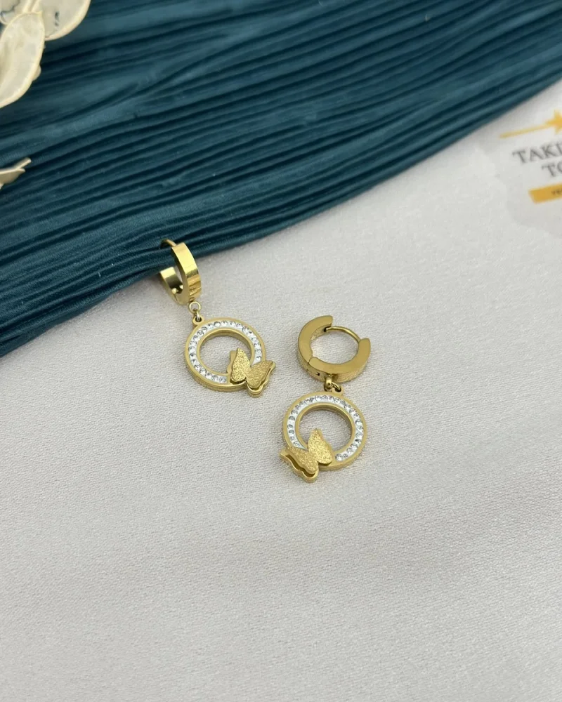 Taşlı Kelebekli Küpe