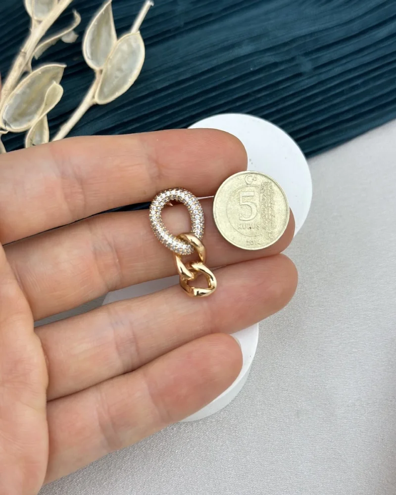 Taşlı Sarkıt Bakır Ton Gurmet Vip Küpe