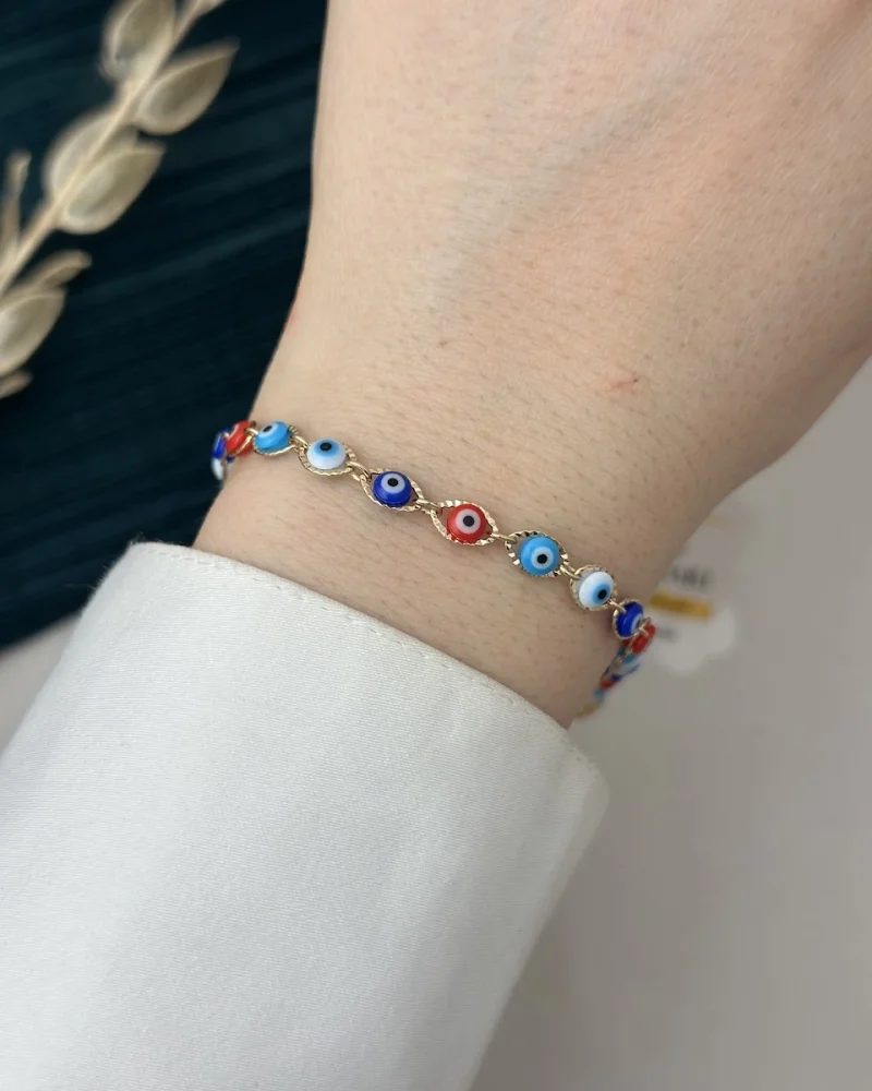 Bakır Ton Renkli Nazarlı Vip Bileklik