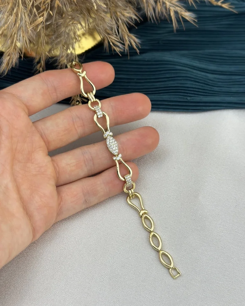 Zarif Oval Geçişli Taşlı XP Bileklik (17+2 cm)