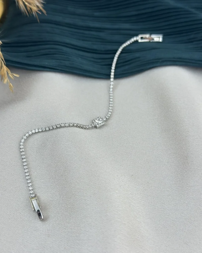 İthal Gümüş Baget Taşlı Suyolu Bileklik (17 cm)