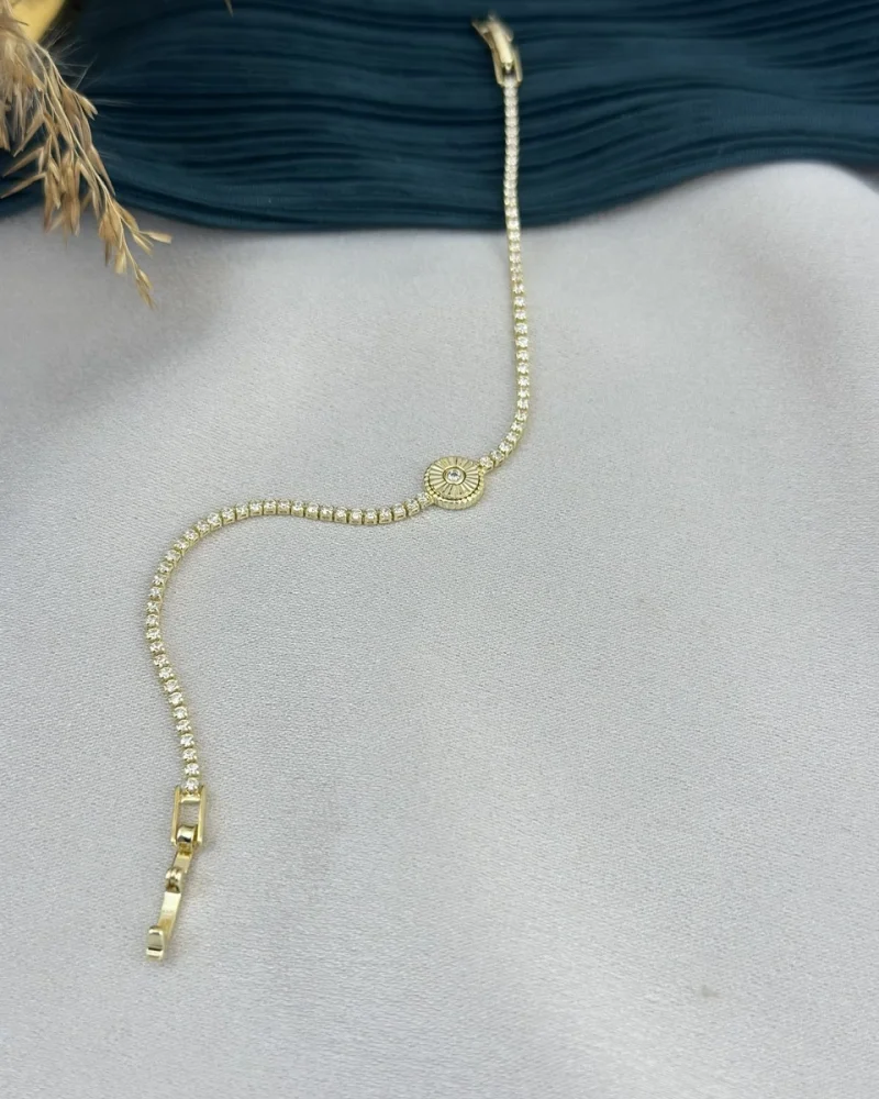 Gold Daire Detaylı Suyolu Bileklik (17 cm)