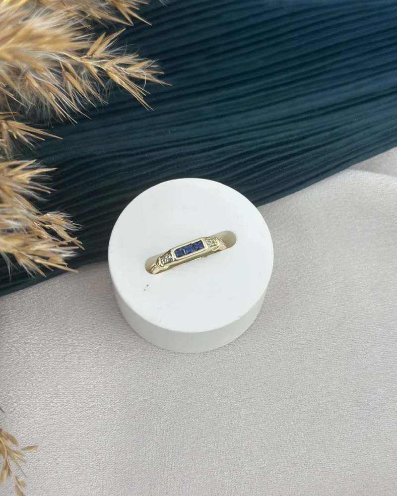 Zarif Lacivert Taşlı Serçe Oarmak Yüzüğü (Ayarlanabilir)