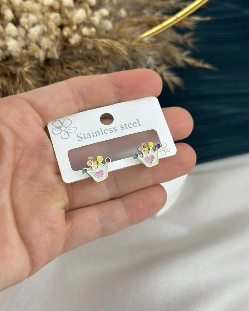 Renkli Prenses Tacı Çocuk Küpe