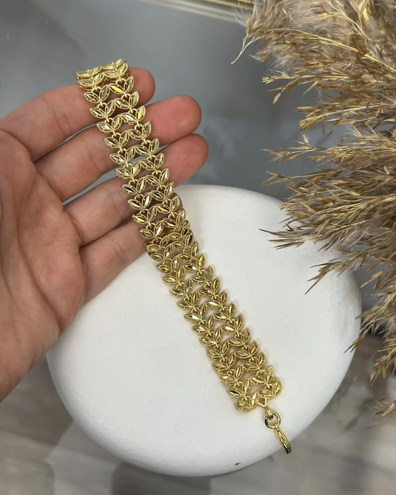 22 Ayar Cift Sıra Başak Bileklik (19+4 cm)