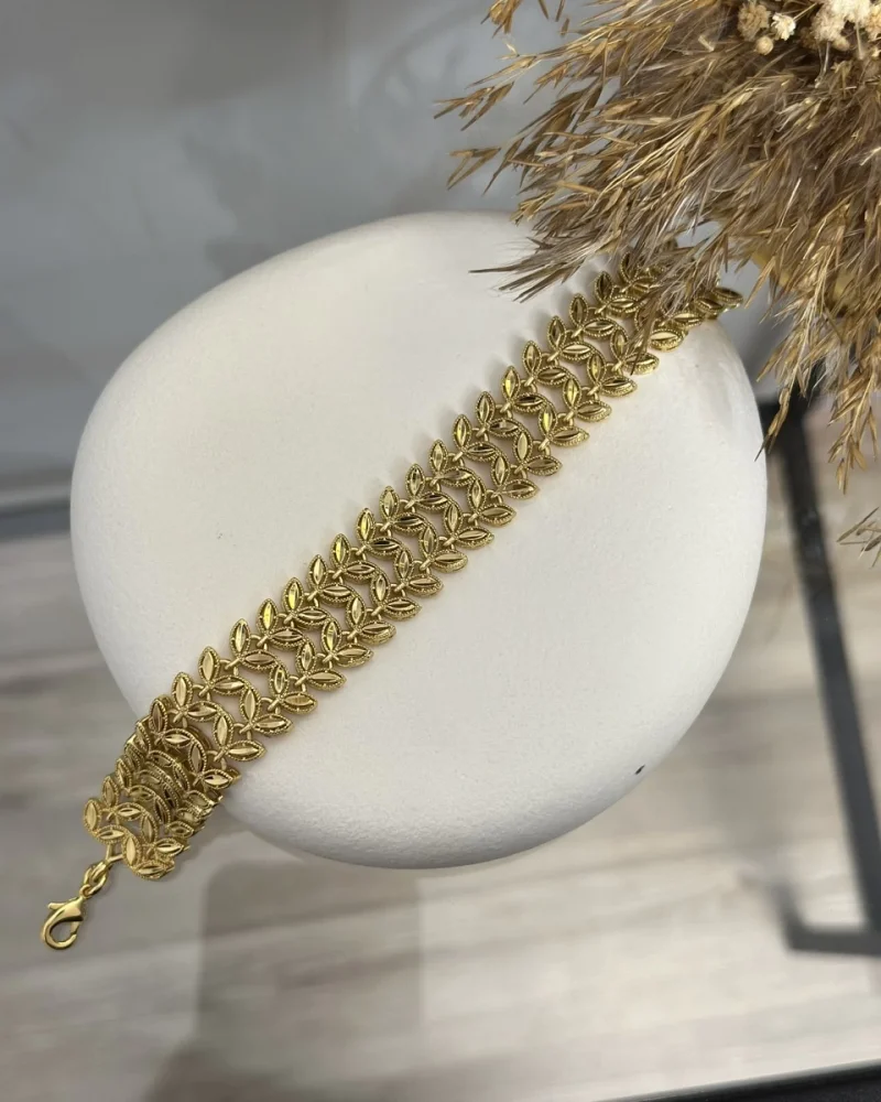 22 Ayar Cift Sıra Başak Bileklik (19+4 cm)