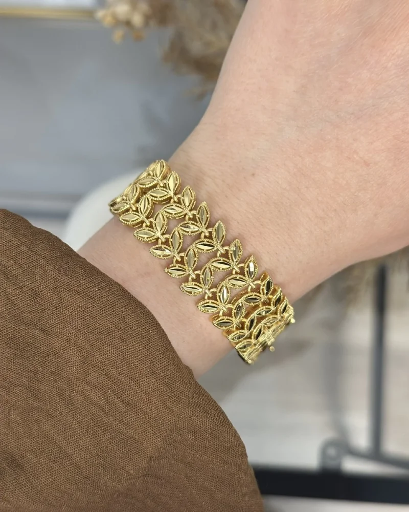 22 Ayar Cift Sıra Başak Bileklik (19+4 cm)