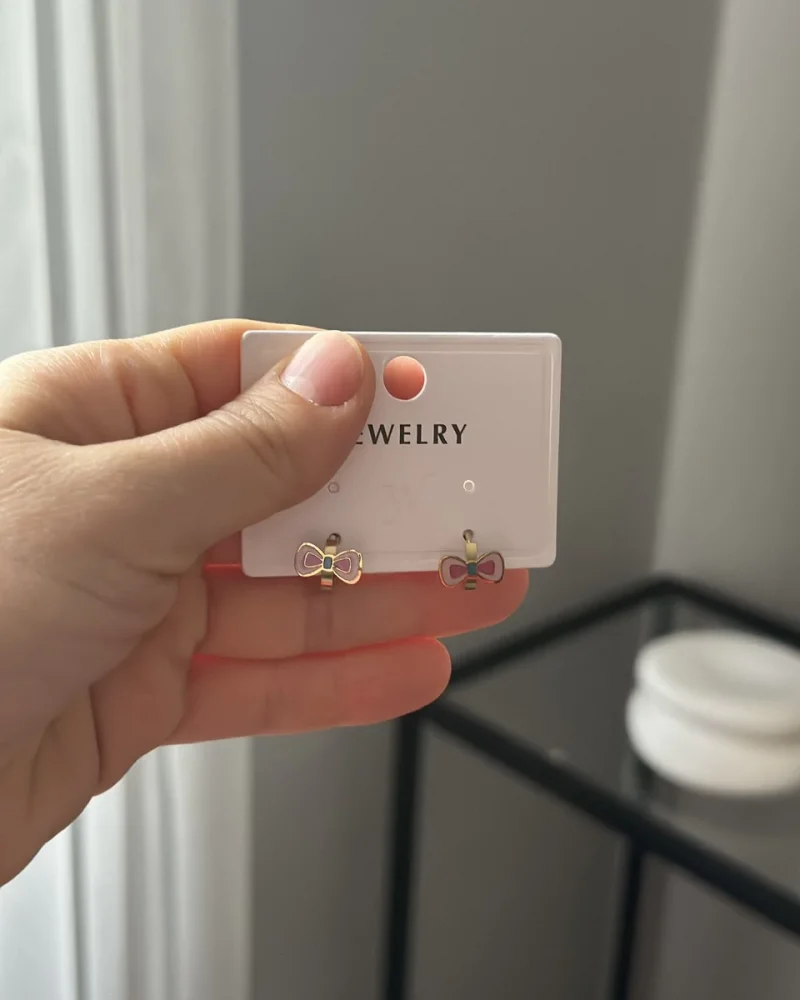 Çocuk Pembe Fiyonk Halka Küpe