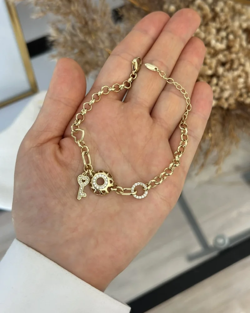 Kalpli Anahtar Charmli XP Bileklik (16+3 cm)