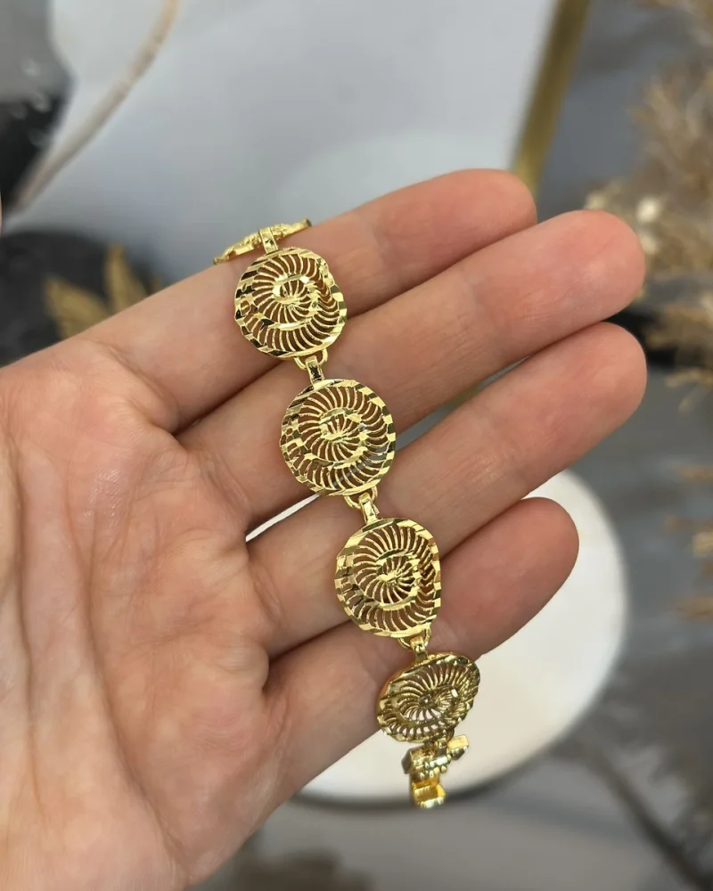 22 Ayar Kalem İşi Yuvarlak Telkari Bileklik (18 cm)